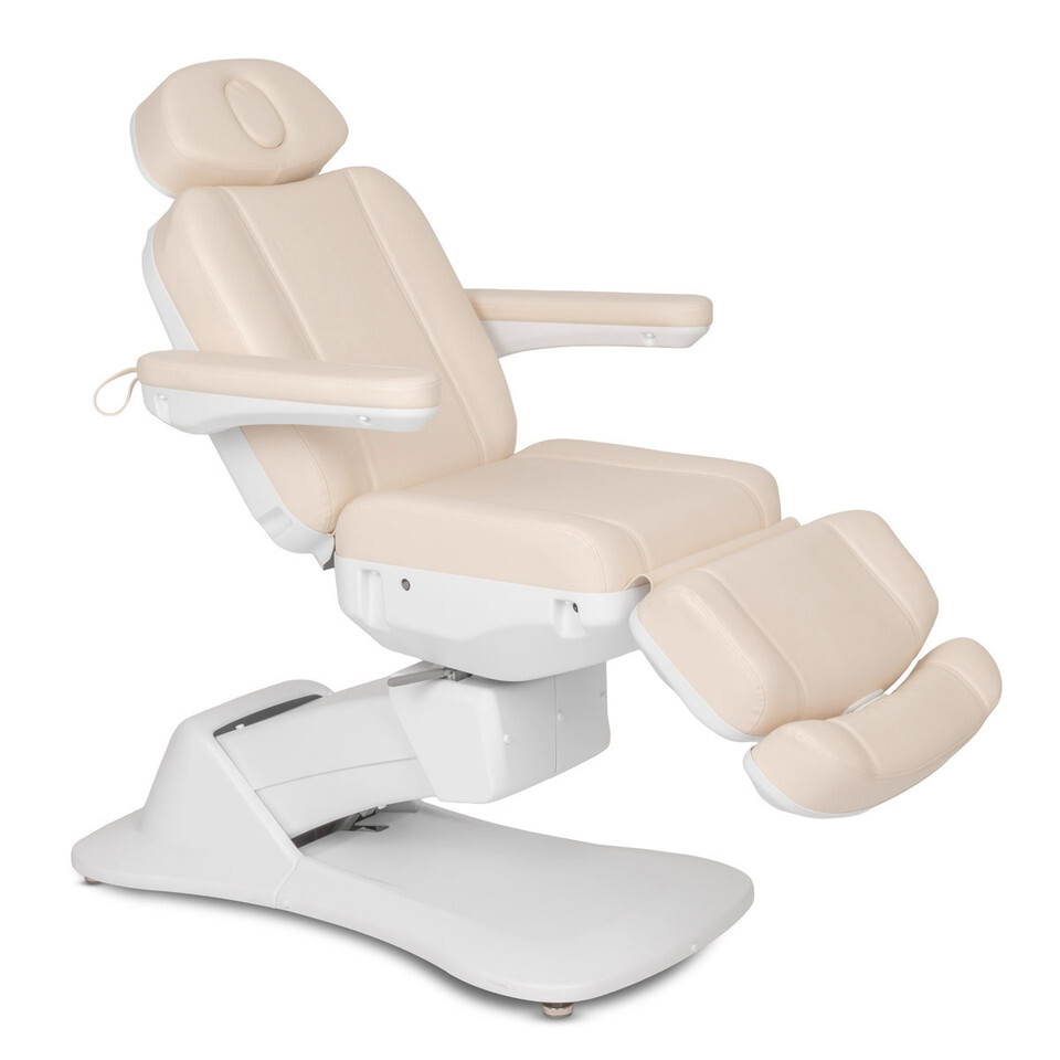Sterling Electric Facial Bed shown from three-quarter view to the right flat and tilted back
