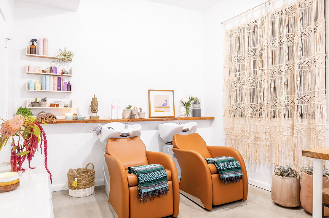orange shampoo chairs