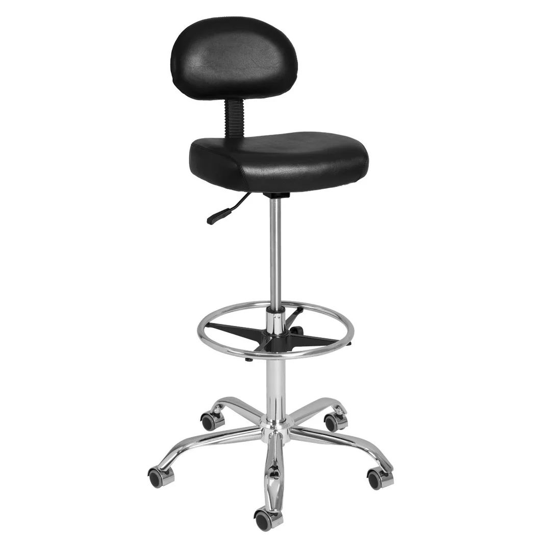 extra high tech stool with back and footrest